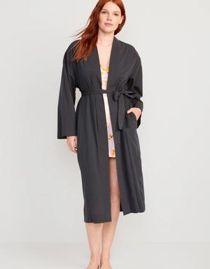 Oversized Pajama Duster Robe for Women black