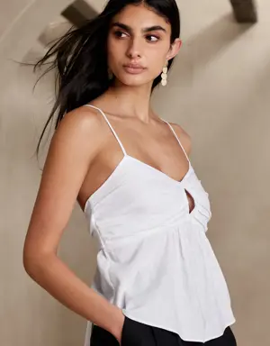 Maia Ruched Babydoll Tank white