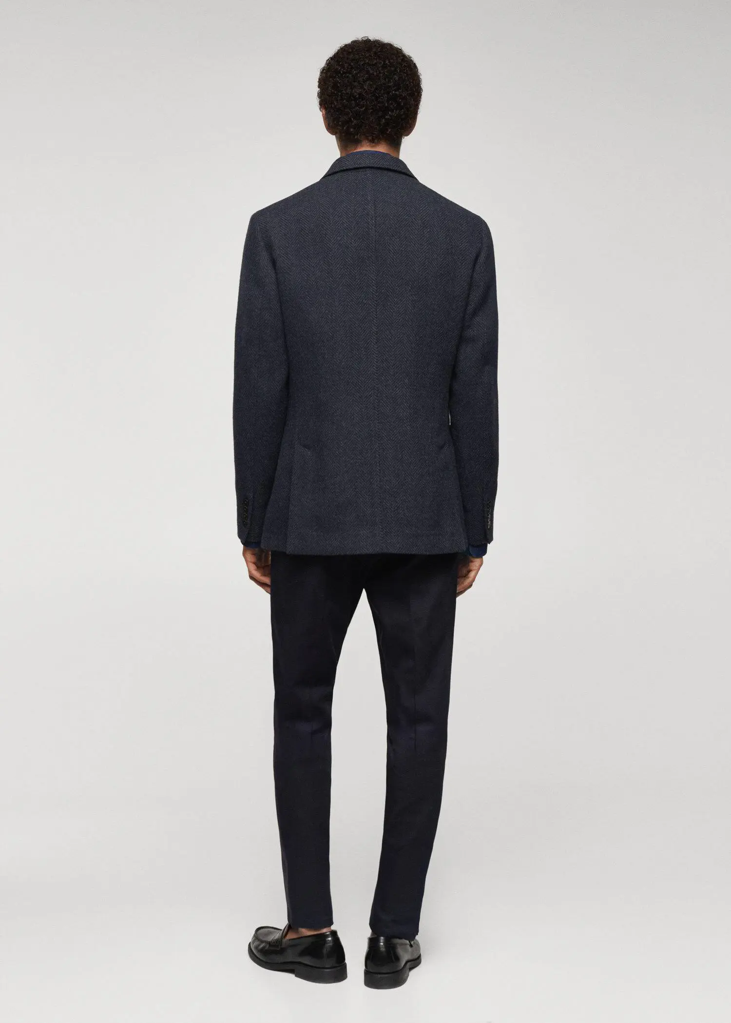 Mango Slim-fit herringbone wool suit jacket. 3