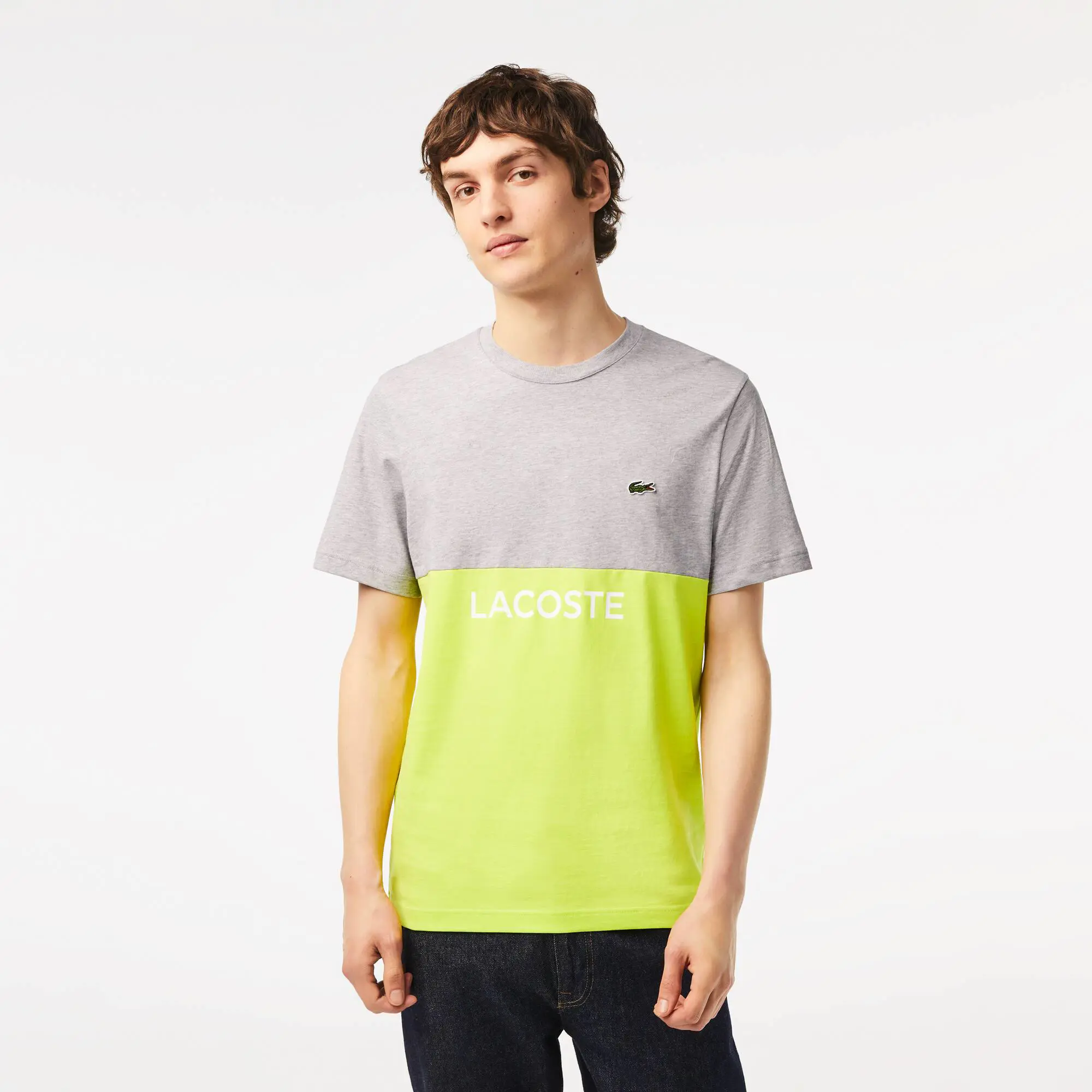 Lacoste T-shirt jersey regular fit de algodão Lacoste Colorblock para homem. 1