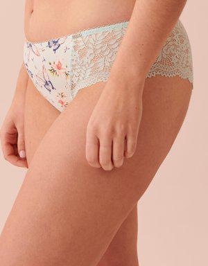 Microfiber and Lace Detail Cheeky Panty
