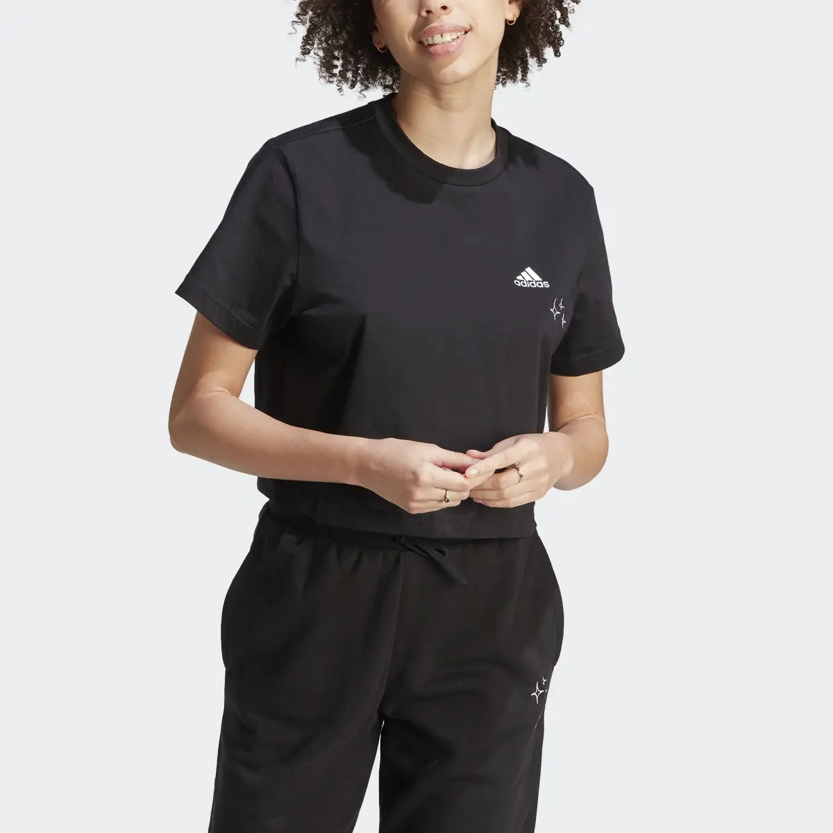 Adidas Scribble Embroidery Crop T-Shirt. 1