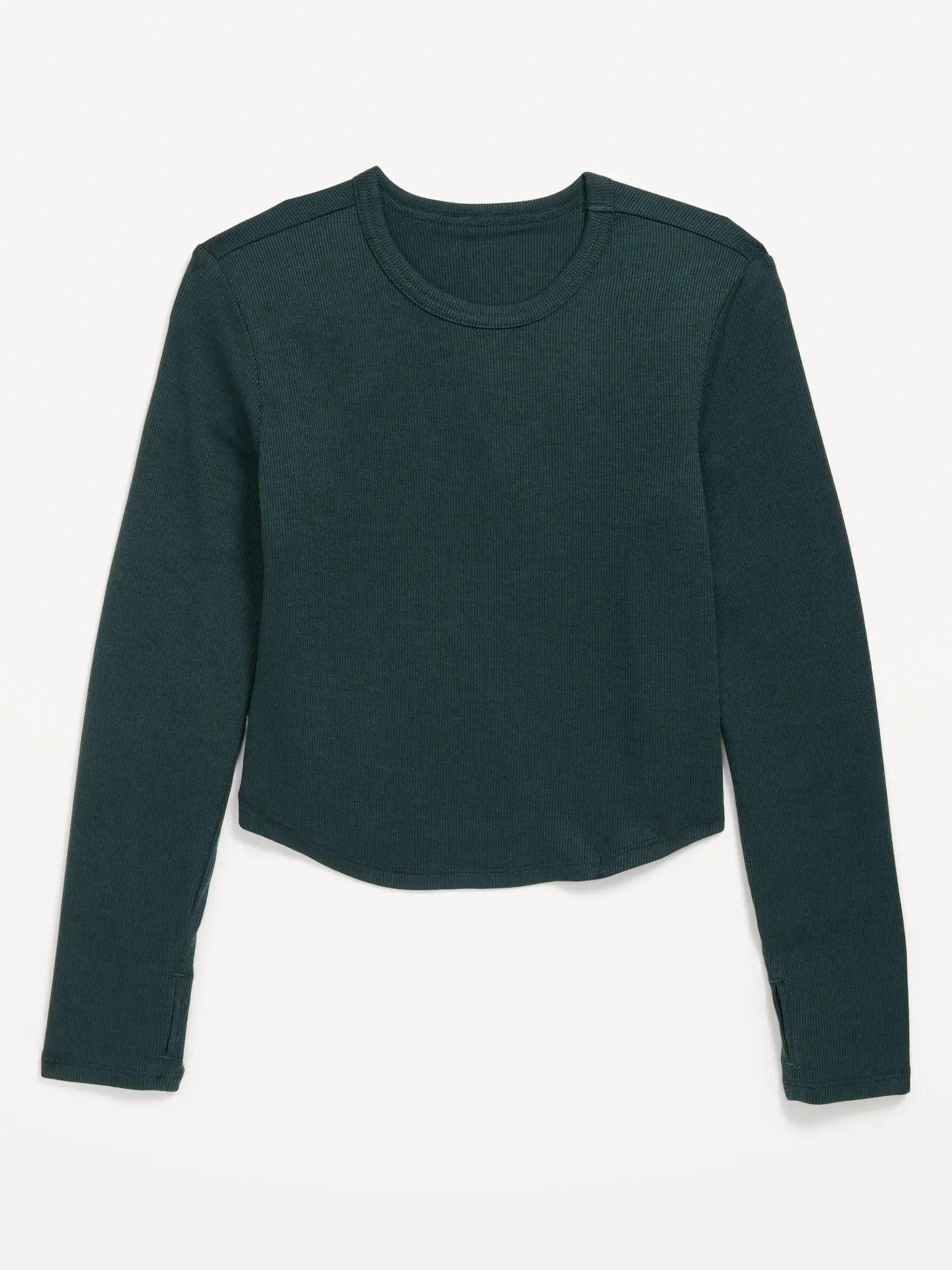 Old Navy UltraLite Long-Sleeve Rib-Knit T-Shirt for Girls green. 1
