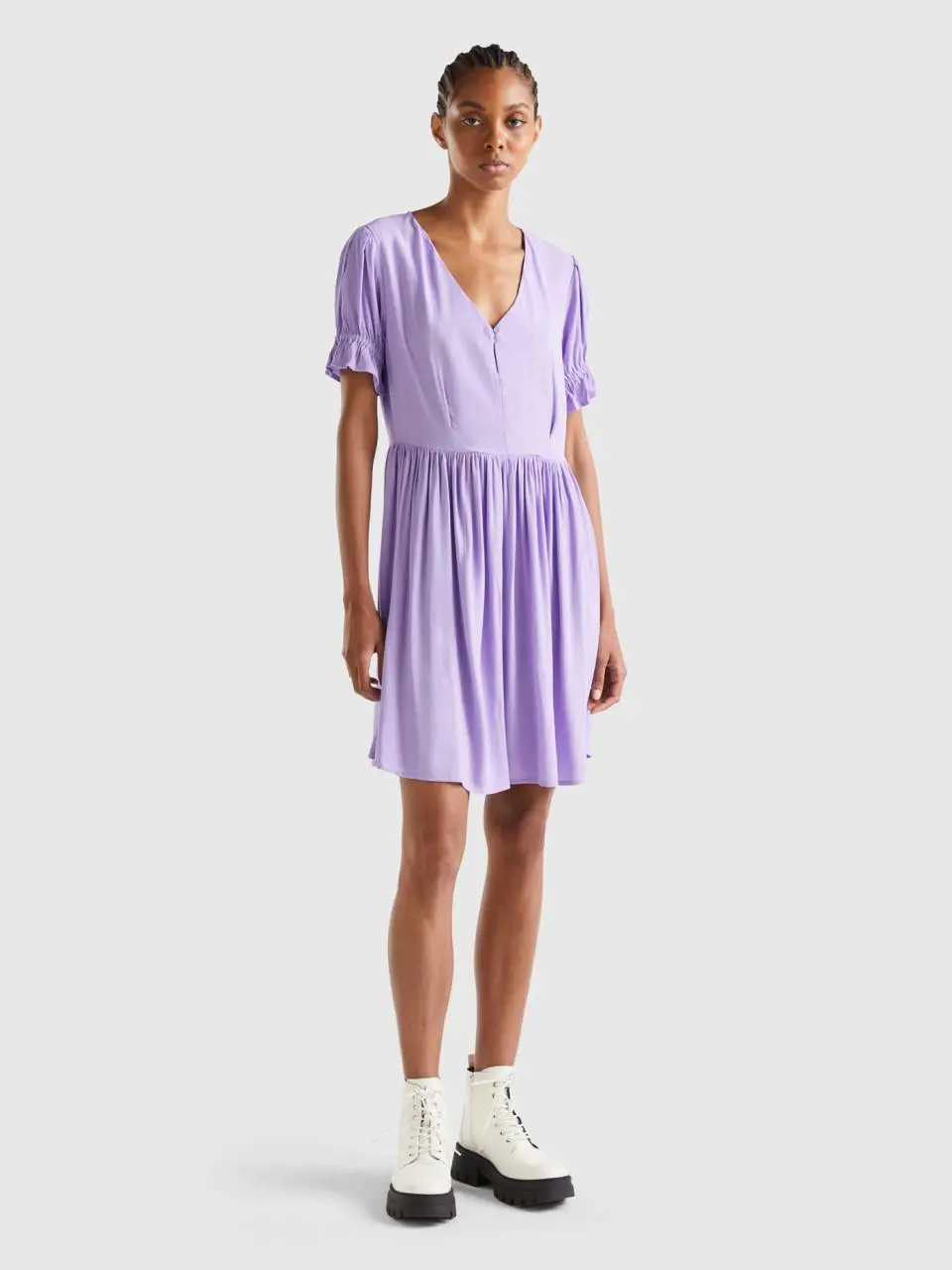 Benetton short dress in flowy viscose. 1