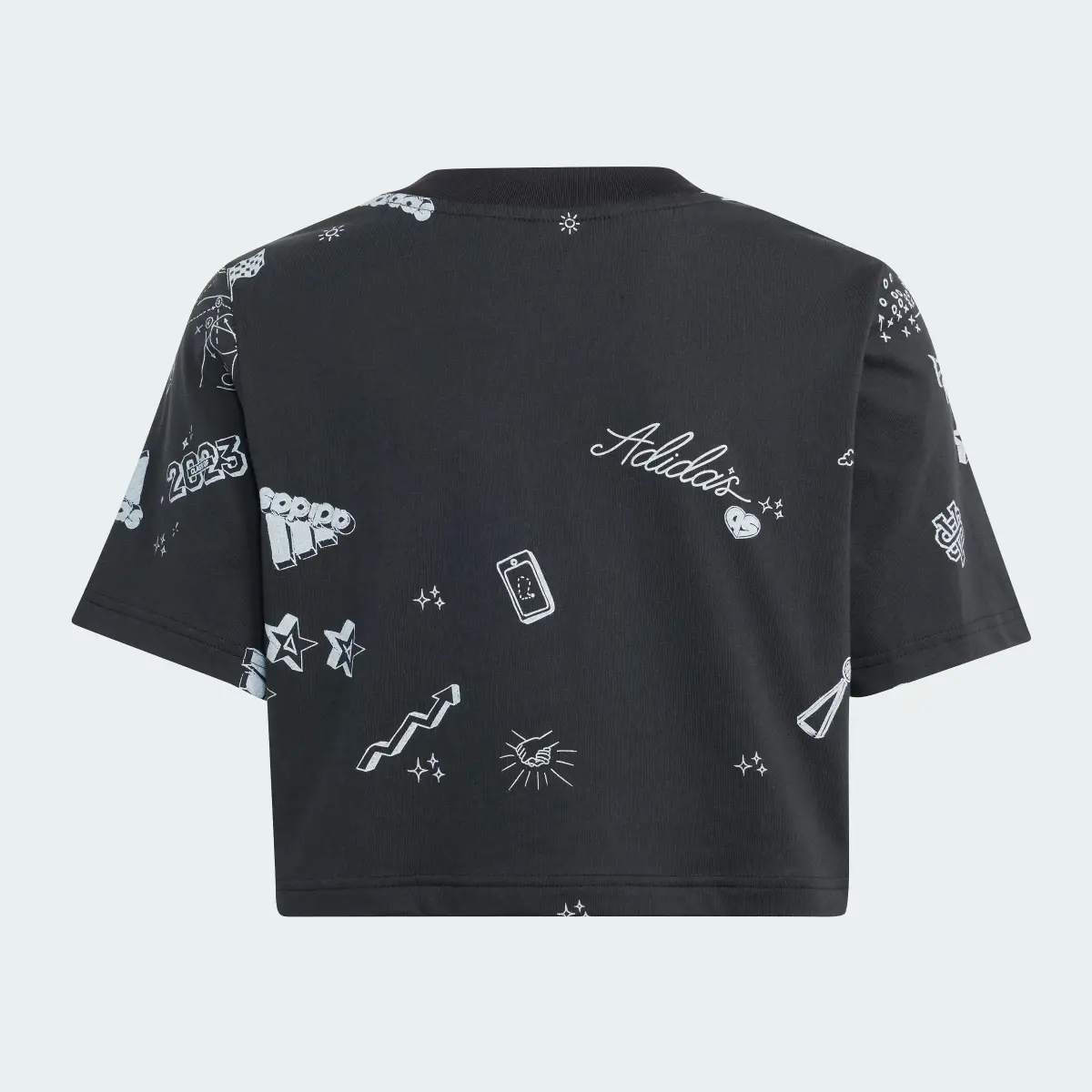 Adidas Brand Love Allover Print Kids Crop-Shirt. 2