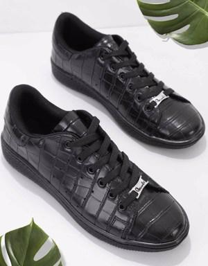 Siyah Kroko Kadın Casual Ayakkabı K01530110411