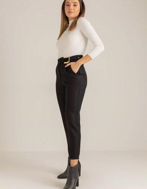 Gold Tokalı Havuç Pantolon - SİYAH - Süper İndirimdeki Alt Giyim Ürünler