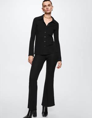 Ribbed flare trousers