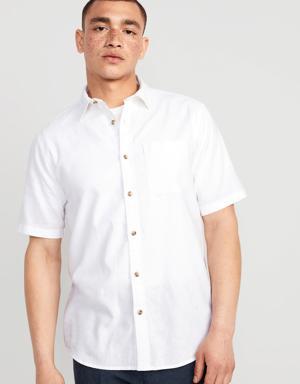 Regular-Fit Everyday Non-Stretch Linen-Blend Shirt for Men white