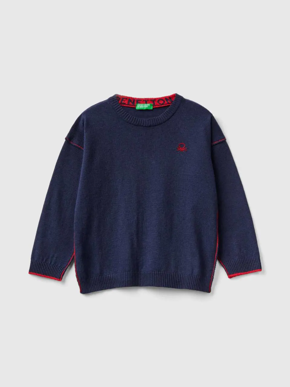 Benetton crew neck sweater with embroidery. 1