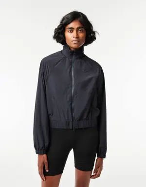 Blusão Sportsuit de nylon curto com capuz e zip