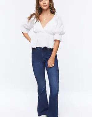 Forever 21 Mid Rise Flare Jeans Dark Denim