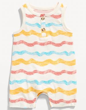 Old Navy Unisex Printed Sleeveless Jersey-Knit Henley Romper for Baby multi