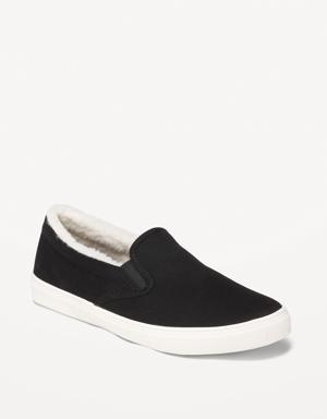 Old Navy Sherpa-Lined Canvas Slip-On Sneakers black
