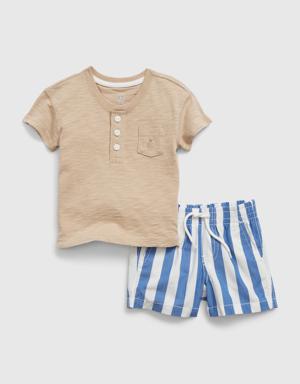 Baby Pocket T-Shirt & Shorts Outfit Set blue