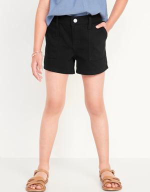 Elasticized Waist Black Non-Stretch Workwear Jean Shorts for Girls black