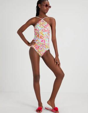 Anemone Floral Halter One-piece