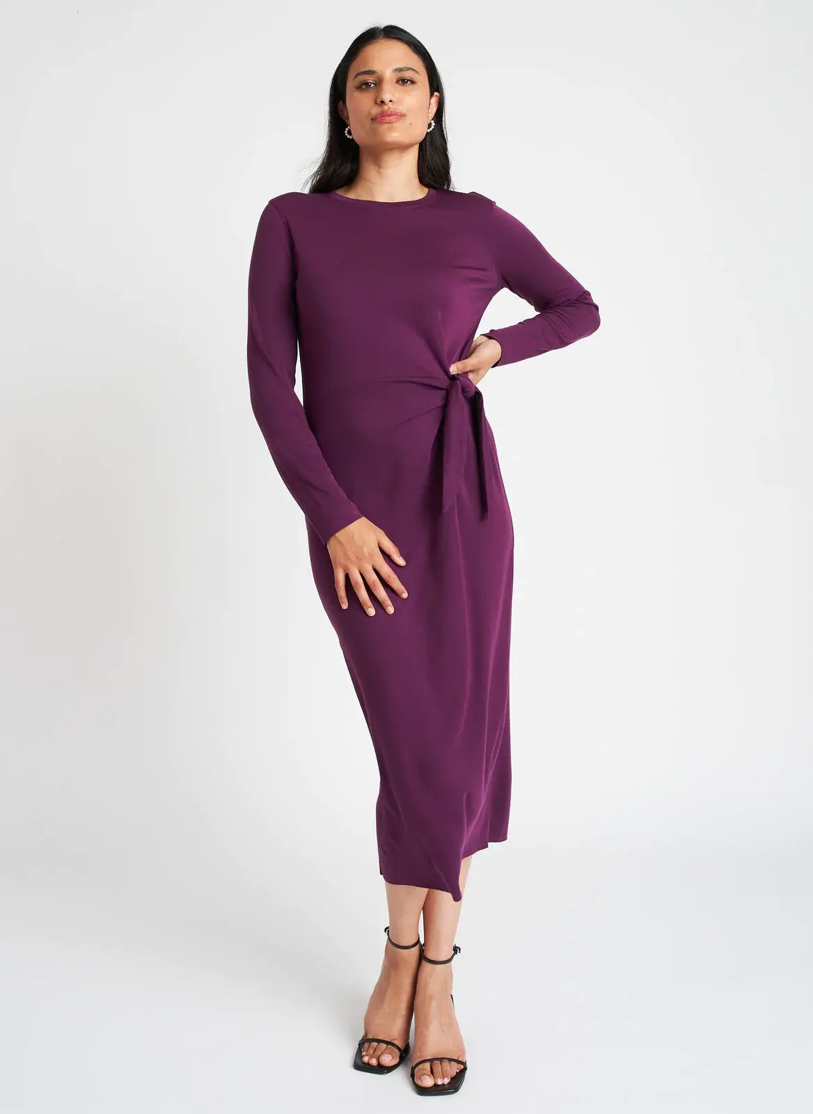 Kit And Ace Brushed Long Sleeve Tie Dress. 1