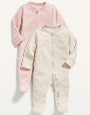 Unisex 2-Way-Zip Sleep & Play Footed One-Piece 2-Pack for Baby pink