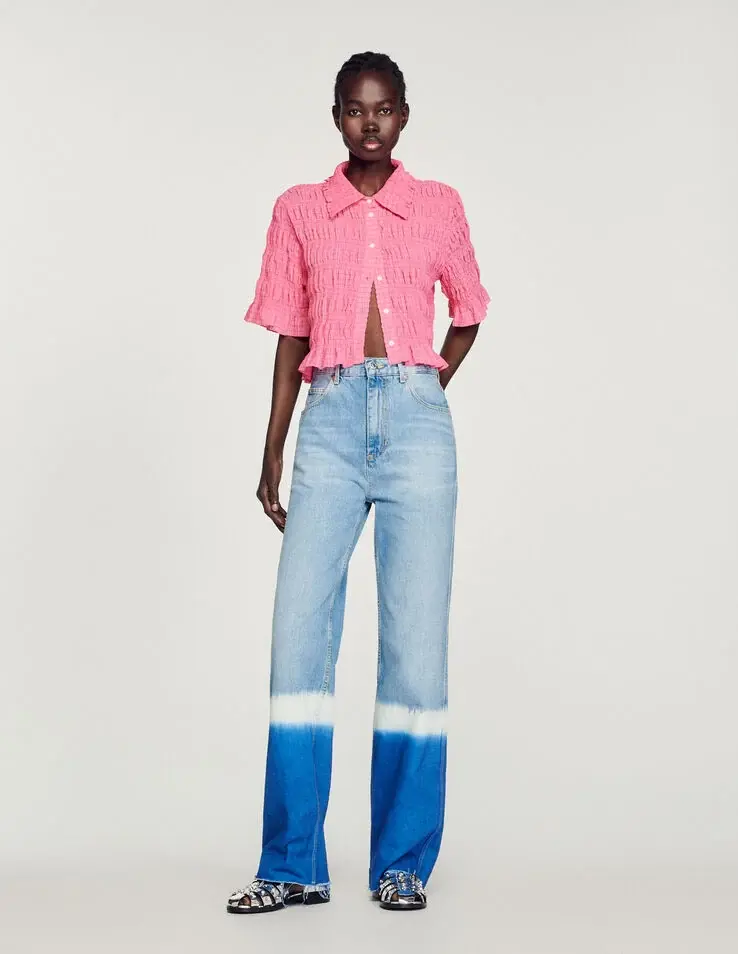 Sandro Cropped smocked shirt Login to add to Wish list. 1