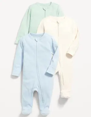 Old Navy 2-Way-Zip Sleep & Play Footed One-Piece 3-Pack for Baby green