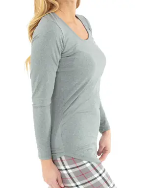 Light Gray - Long Sleeve Tunic Top - XS