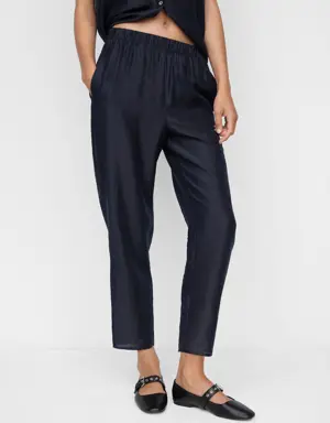 Satin lyocell trousers