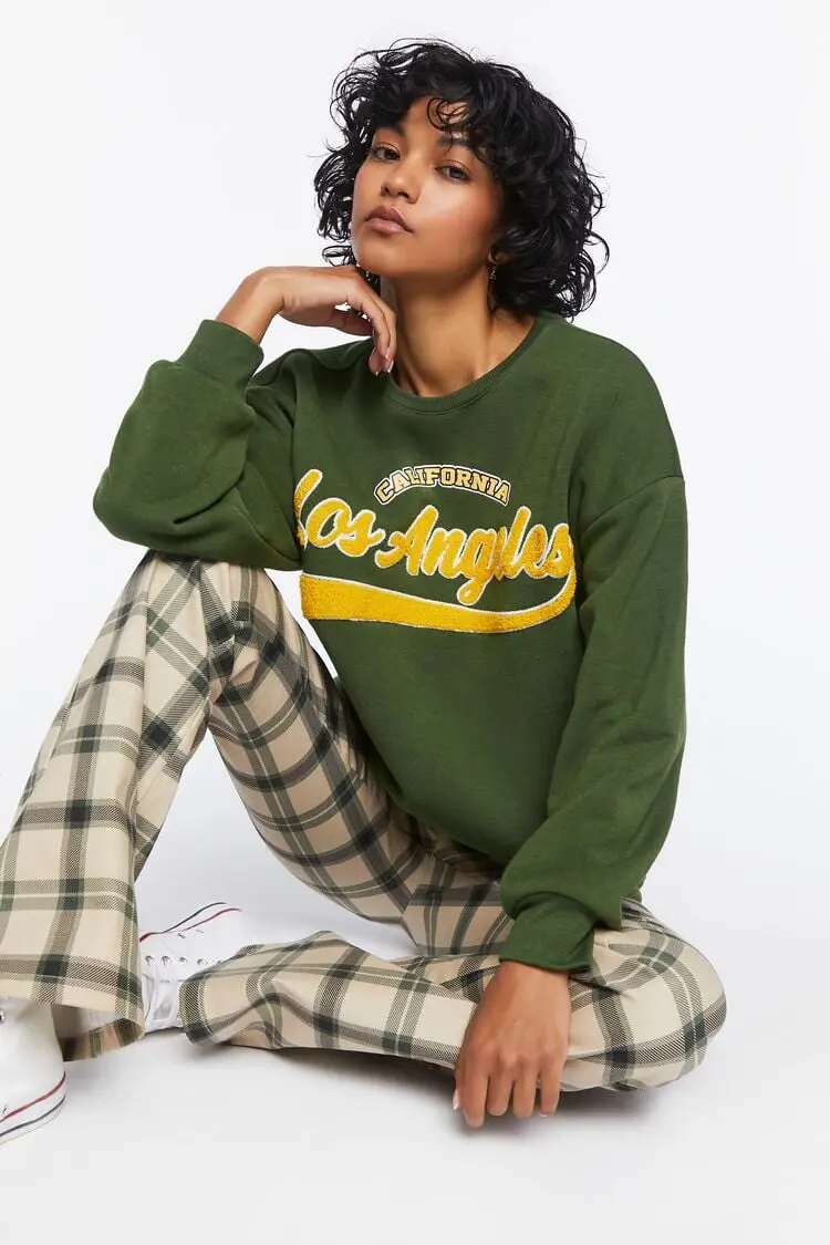 Forever 21 Forever 21 Los Angeles Graphic Pullover Green/Mustard. 1
