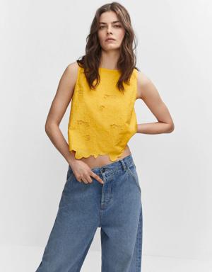 Mango Embroidered openwork blouse