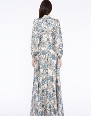 Floral Pattern V-Neck Long Dress