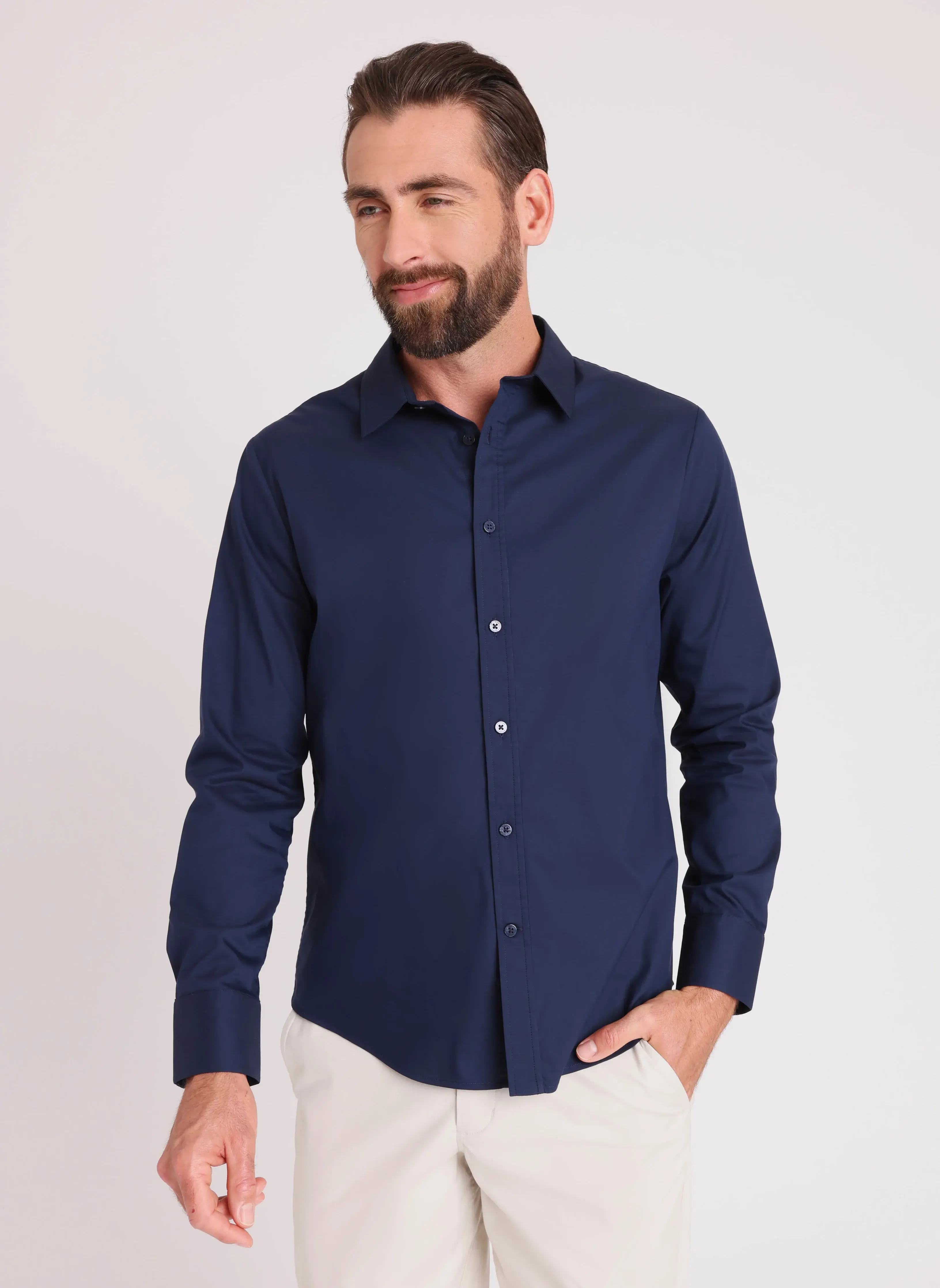 Kit And Ace Stay Cool Poplin Long Sleeve Shirt Standard Fit. 1