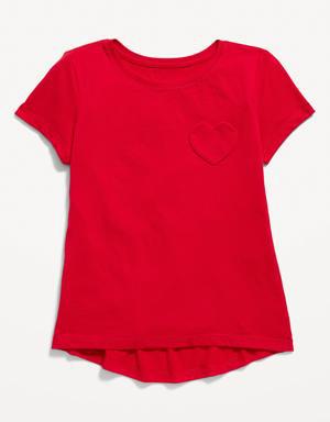 Softest Short-Sleeve Heart-Pocket T-Shirt for Girls red