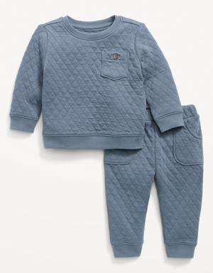 Quilted Top and Jogger Pants Set for Baby blue