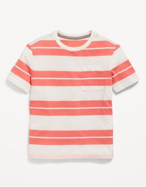 Softest Short-Sleeve Striped Pocket T-Shirt for Boys red
