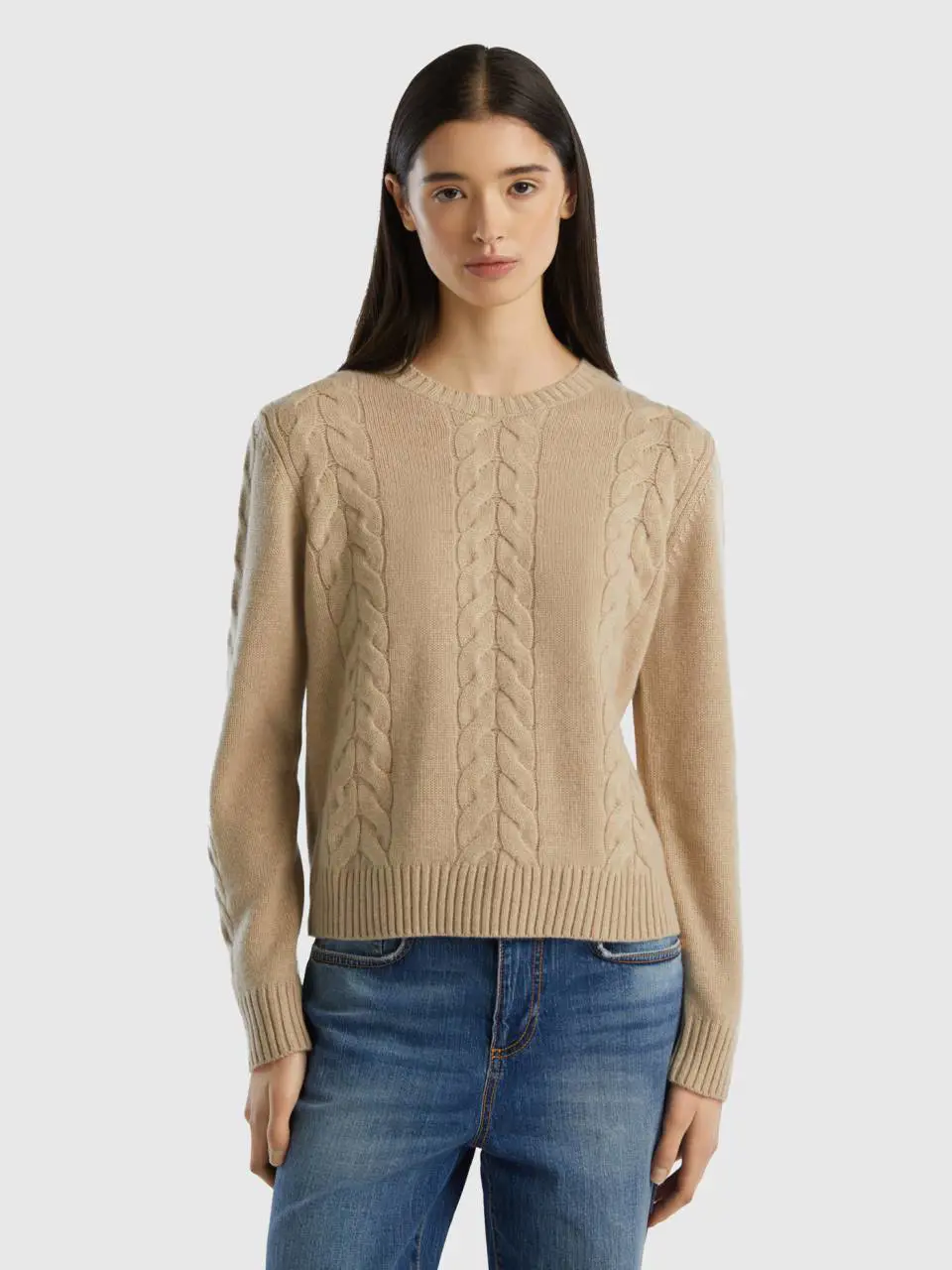 Benetton cable knit sweater in pure cashmere. 1