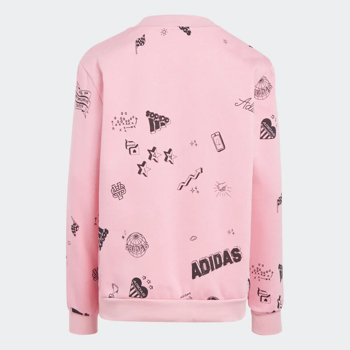 Adidas Brand Love Allover Print Crew Sweatshirt Kids. 2