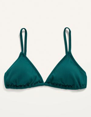 Rib-Knit Triangle String Bikini Swim Top for Women green