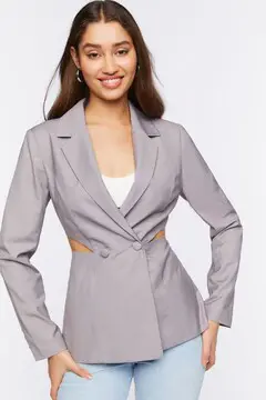 Forever 21 Forever 21 Double Breasted Cutout Blazer Grey. 2