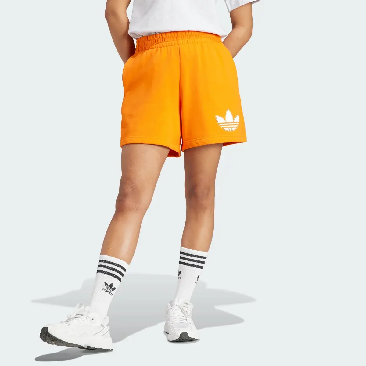 Adidas Pearl Trefoil Loose Fit Shorts. 1