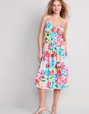 Fit & Flare Floral Smocked Midi Cami Dress for Women multi