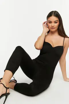 Forever 21 Forever 21 Faux Suede Bustier Jumpsuit Black. 2