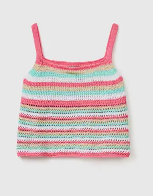 striped crochet tank top