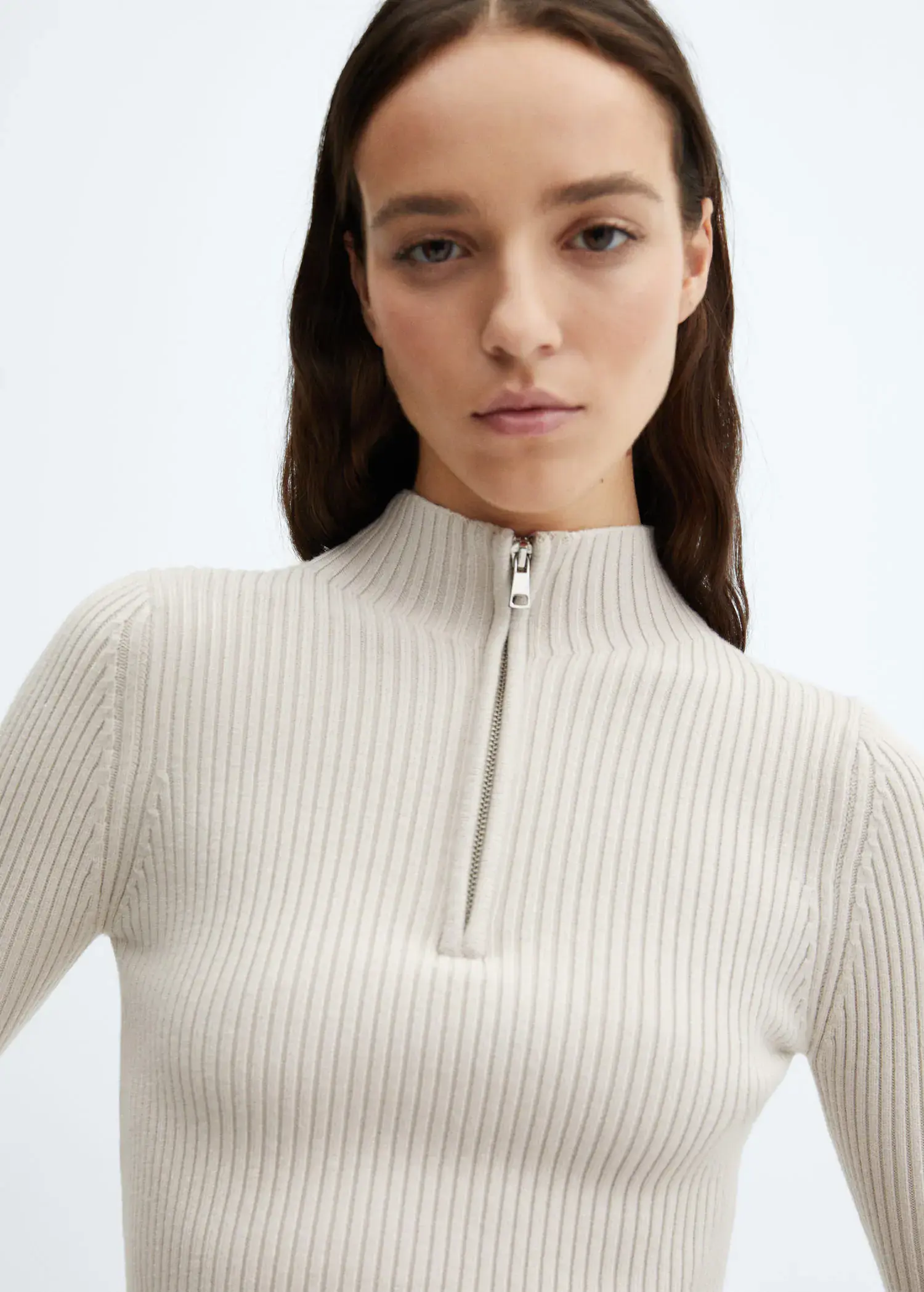 Mango Ribbed sweater with zipper. 1