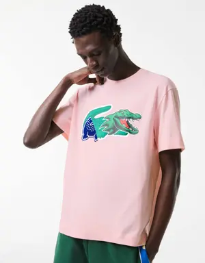 Lacoste T-shirt relaxed fit com crocodilo oversize Holiday para homem