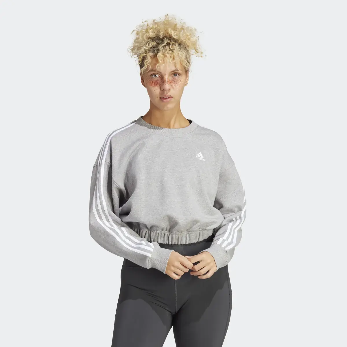 Adidas Essentials 3-Stripes Crop Sweatshirt. 2