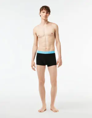 Lacoste Pack de 3 cuecas tipo boxers justos casuais em azul-marinho com cós em contraste