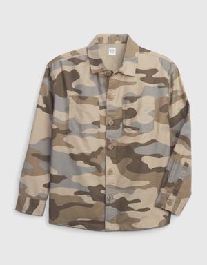 Kids Organic Cotton Camo Overshirt green