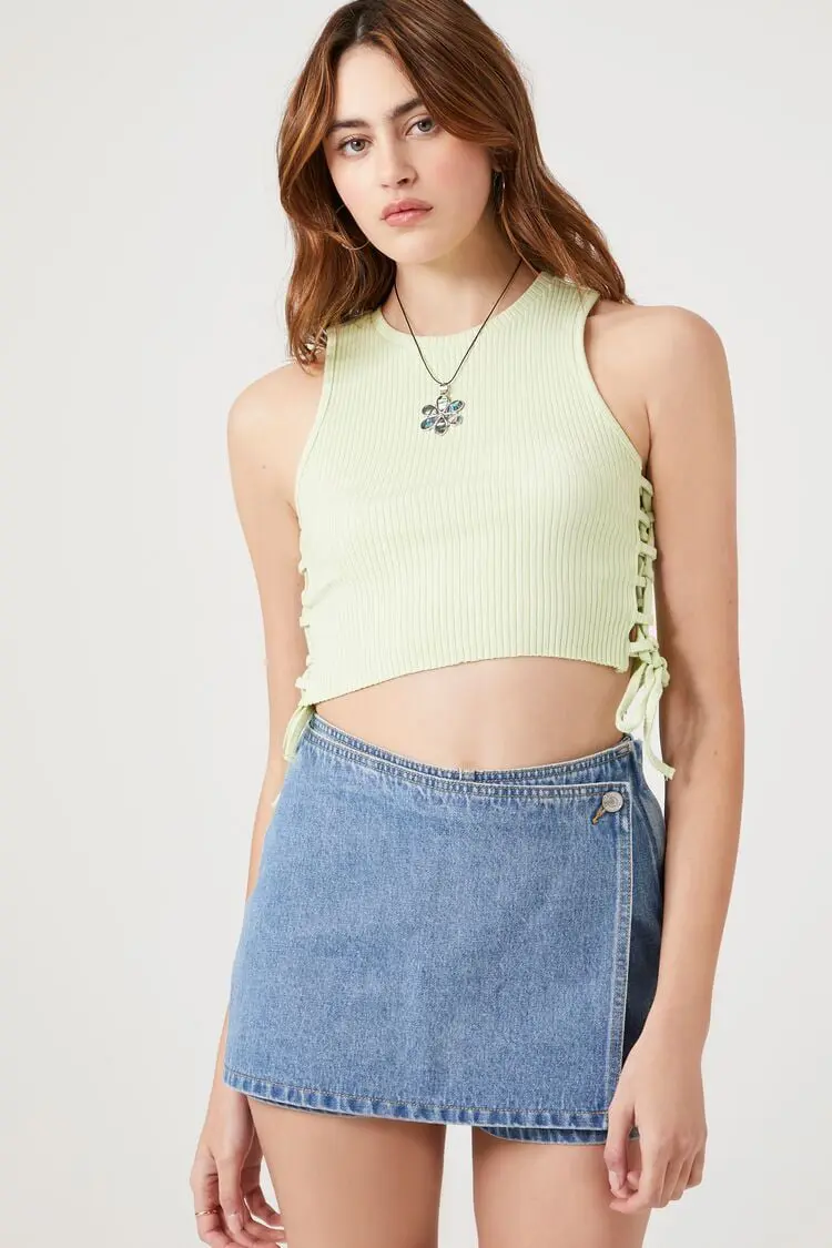 Forever 21 Forever 21 Denim Mini Skort Denim. 1