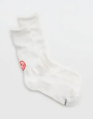 Smiley® Ribbed Cotton Crew Socks