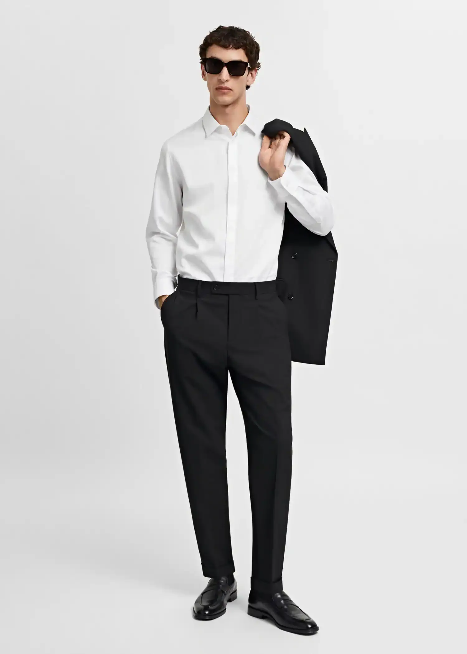 Mango 100% cotton slim-fit suit shirt. 3